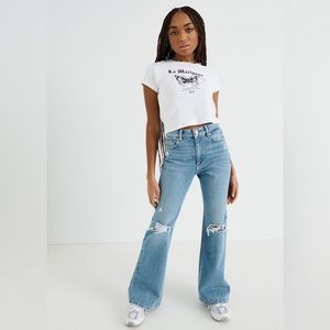 Garage flared ripped jeans